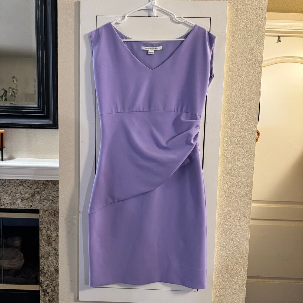 Diane Von Furstenberg Bevin Sheath Dress Lilac Purple Size 14 - Picture 3 of 8